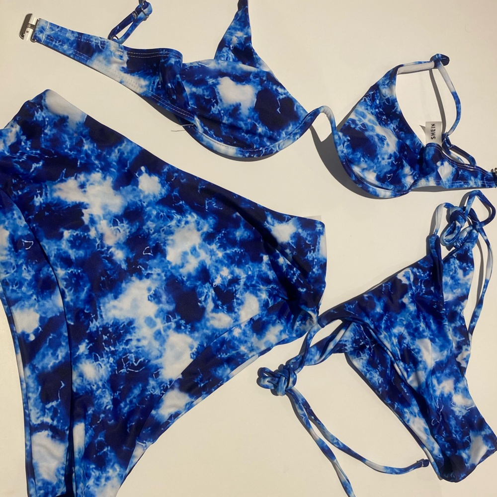 BRAND NEW: Blue and White Tie Die Swimsuit